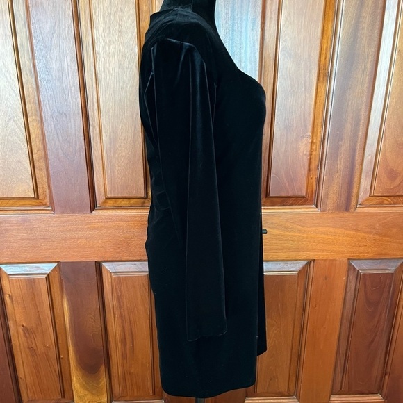 Vtg Betsy & Adam by Jaslene Black Velvet Long Sleeve Dress Bodycon Sz 9/10 - Picture 2 of 9